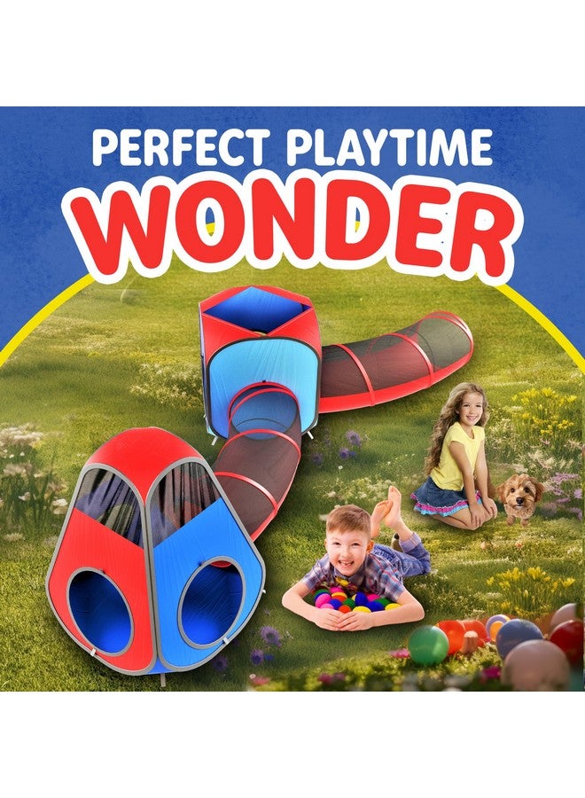 Playz 4Pc Pop Up Children Play Tent W/ 2 Crawl Tunnel & 2 Tents Kids Tents For Boys Girls Babies & Toddlers For Indoor & Outdoor Large Children Playhouse Ball Pit W/Storage Case  - Image 5