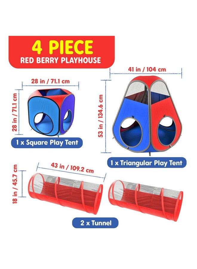 Playz 4Pc Pop Up Children Play Tent W/ 2 Crawl Tunnel & 2 Tents Kids Tents For Boys Girls Babies & Toddlers For Indoor & Outdoor Large Children Playhouse Ball Pit W/Storage Case  - Image 4
