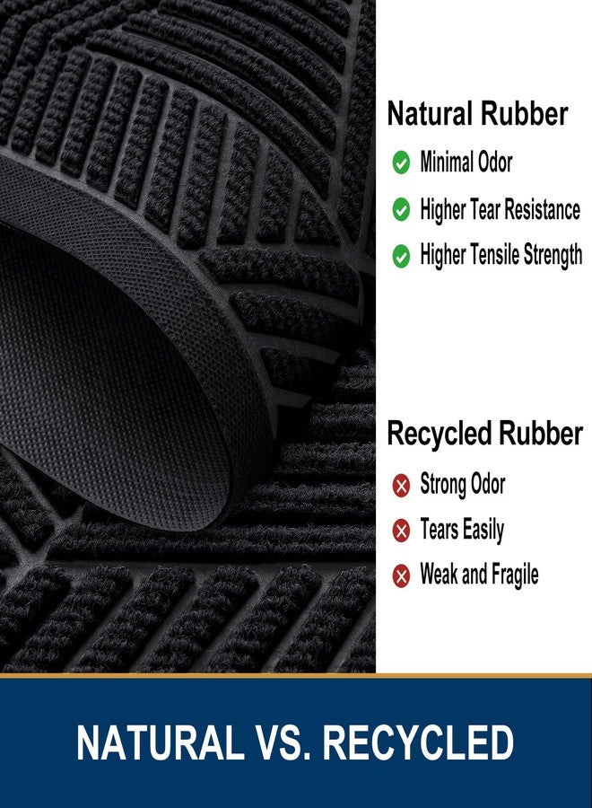 Smiry Front Door Mat Outside Entrance, Heavy Duty All-Season All-Weather Doormat, Trap Dirt and Moisture, Easy Clean Low Profile Natural Rubber Mats, Irregular Triangle (29x17, Black) - Image 5