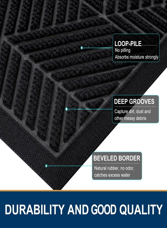Smiry Front Door Mat Outside Entrance, Heavy Duty All-Season All-Weather Doormat, Trap Dirt and Moisture, Easy Clean Low Profile Natural Rubber Mats, Irregular Triangle (29x17, Black) - Image 4