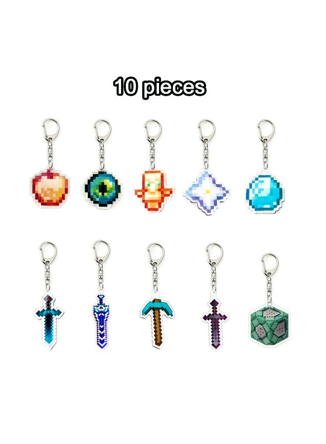MINECRAFT Acrylic Keychain Set of 10 – High-Clarity Thick Acrylic Charms – Totem of Undying, Ender Pearl, Netherite Sword, Command Block – Game Accessories for Backpack Keys - Image 2