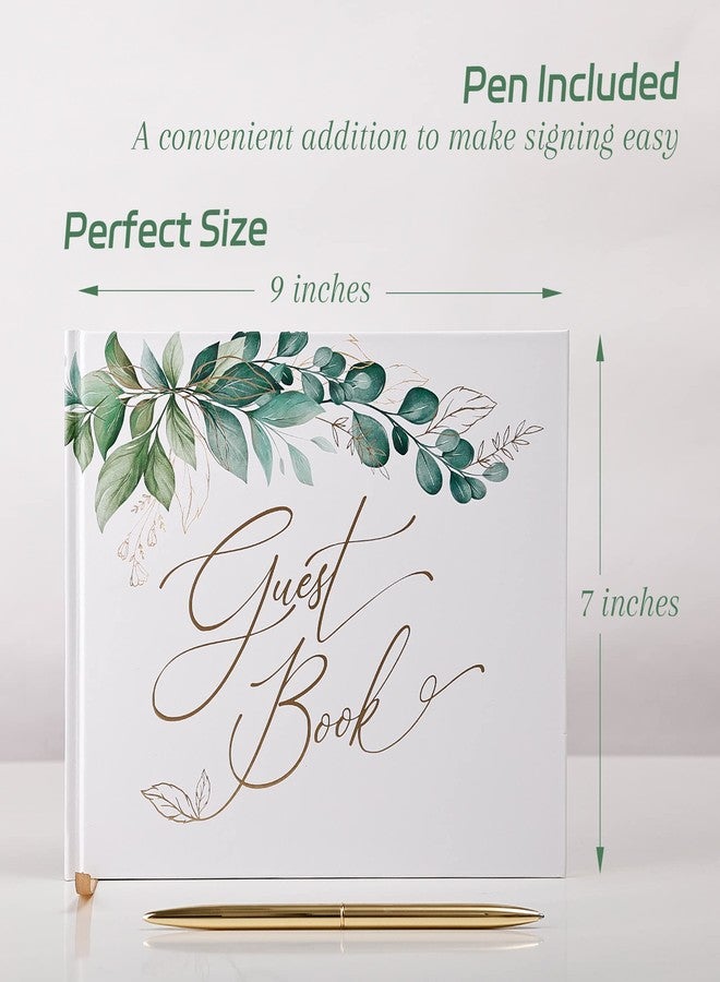 Paper Play Gold Foil Greenery Wedding Guest Book 7 x 9 inches, Pen & Table Sign Included, Resgistry Sign in Book for Wedding, Bridal Shower, Baby Shower, Graduation, Birthday, Funeral, Anniversary or Reception - Image 3