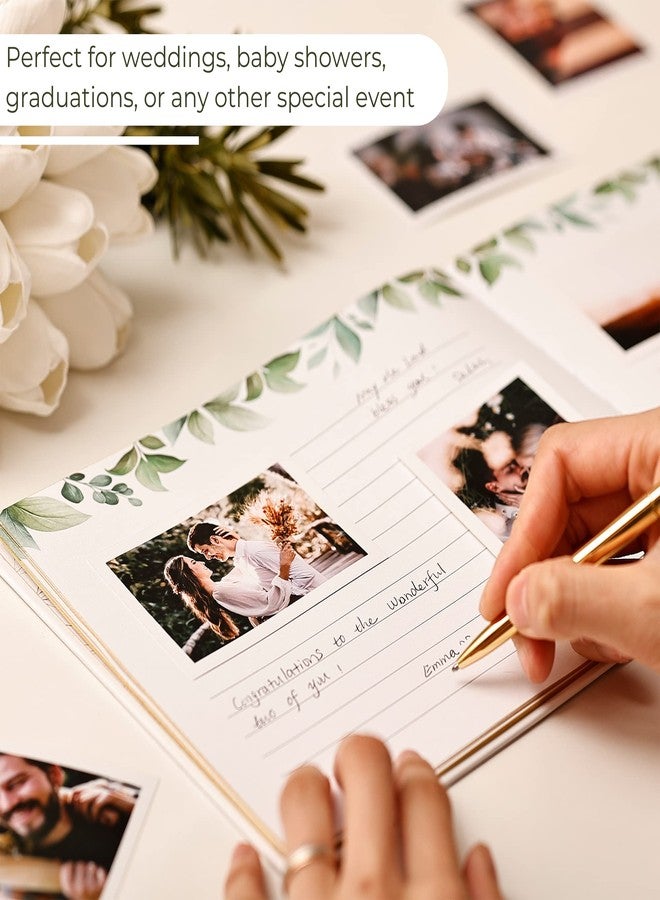 Paper Play Gold Foil Greenery Wedding Guest Book 7 x 9 inches, Pen & Table Sign Included, Resgistry Sign in Book for Wedding, Bridal Shower, Baby Shower, Graduation, Birthday, Funeral, Anniversary or Reception - Image 2