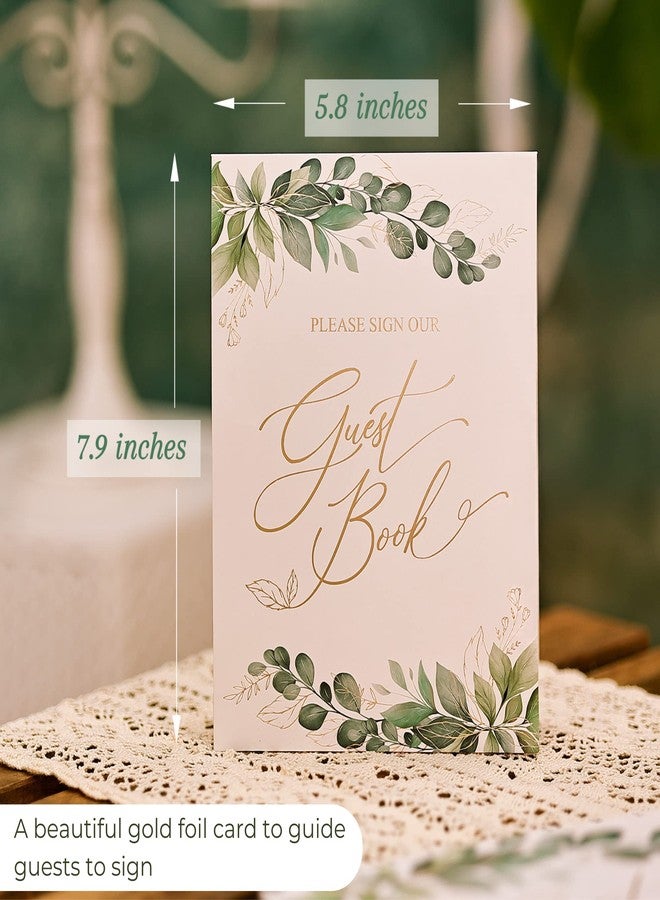 Paper Play Gold Foil Greenery Wedding Guest Book 7 x 9 inches, Pen & Table Sign Included, Resgistry Sign in Book for Wedding, Bridal Shower, Baby Shower, Graduation, Birthday, Funeral, Anniversary or Reception - Image 4