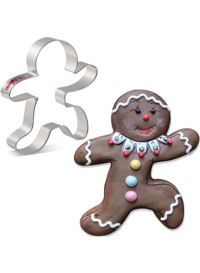 LILIAO Christmas Running Gingerbread Man Cookie Cutter - 3.6 x 4.2 inches - Stainless Steel - Image 1
