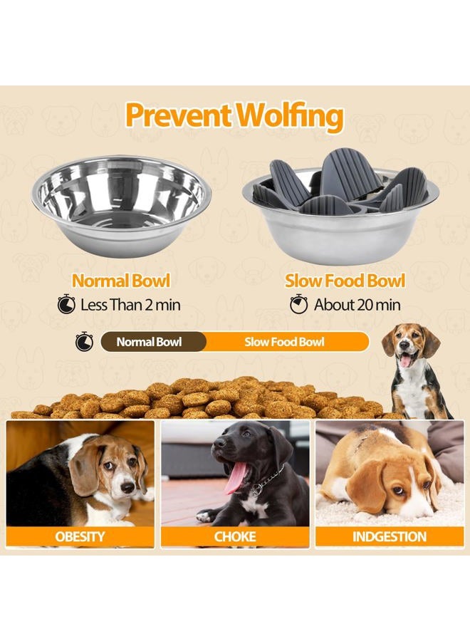 PLITTPETTS Elevated Dog Bowls, 9 Height Adjustable Raised Stand with Stainless 2 Steel Food Bowls and Slow Feeder Bowl for Small, Medium Dogs and Cats, Bamboo Pet Food Dishes with Non-Slip Feet - Image 5