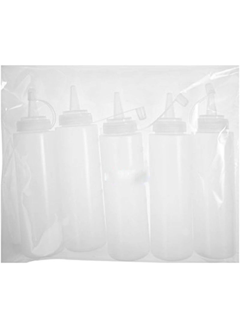 5 Pack Plastic Squeeze Bottles with Caps,8 Oz,Best Dispensers for Home & Restaurant Ketchup, Mustard, Mayo, Dressings, Olive Oil, BBQ Sauce- BPA Free  - Image 2