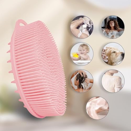 INOVERA (LABEL) Exfoliating Silicone Bathing Scrubber for Womens & Mens - Soft Body Wash Shower Brush - Dual-Sided Cleaning Brushes (Rose Gold) - Image 4