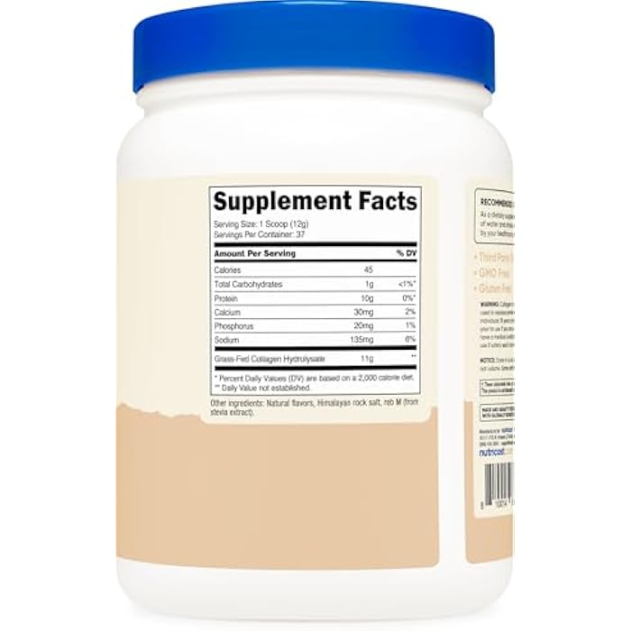 Nutricost Collagen Peptides Powder 1LB (454 G) (Vanilla) - Grass Fed Bovine Collagen Hydrolysate - Image 5