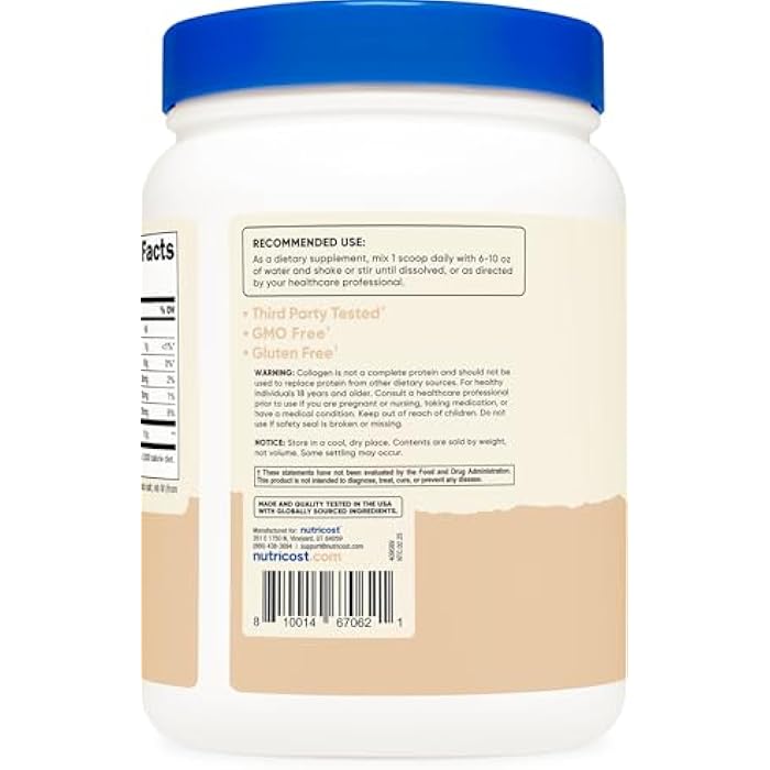 Nutricost Collagen Peptides Powder 1LB (454 G) (Vanilla) - Grass Fed Bovine Collagen Hydrolysate - Image 4