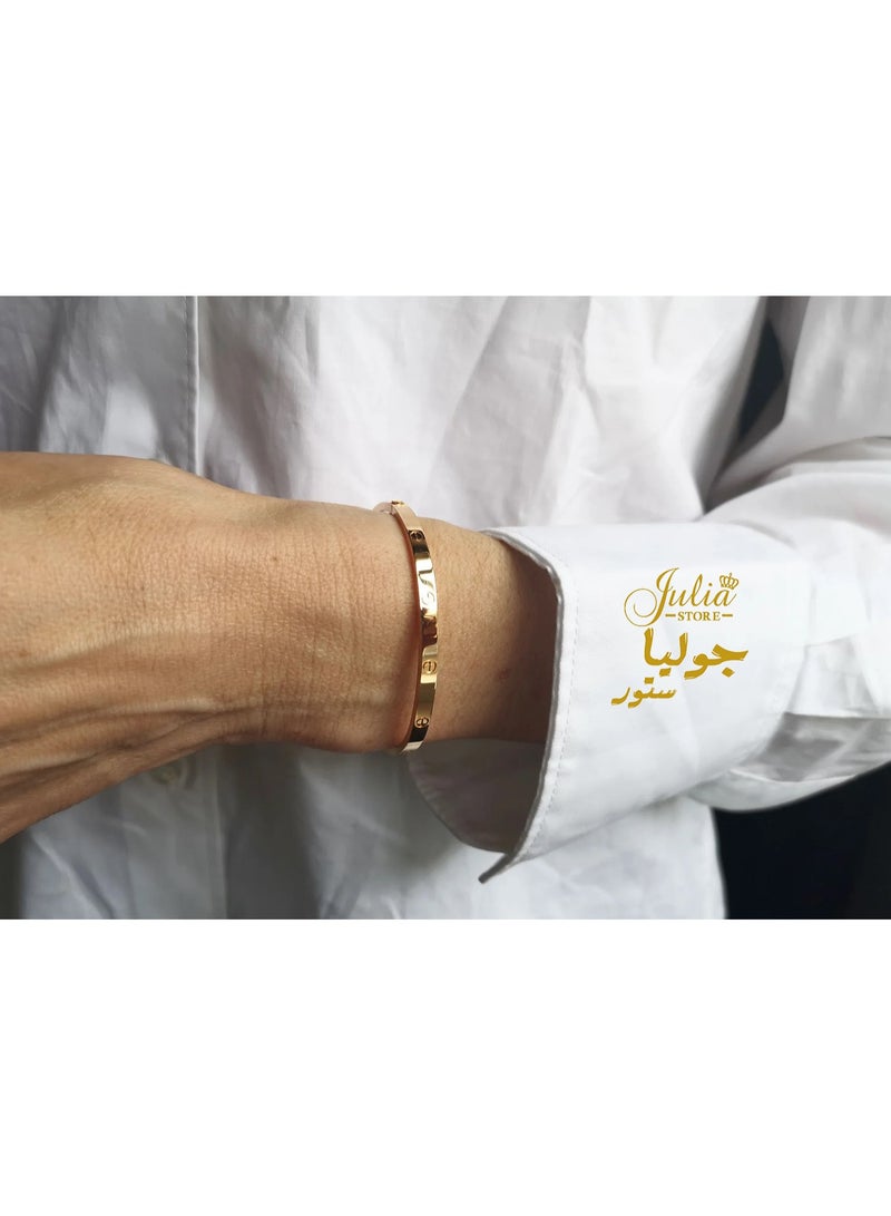 Julia Store 18K Gold Plated Stainless Steel Friendship Bracelets, Luxury Celebrity Stainless Steel Bracelet, Valentine's Day Gifts Jewelry for Women - Image 4
