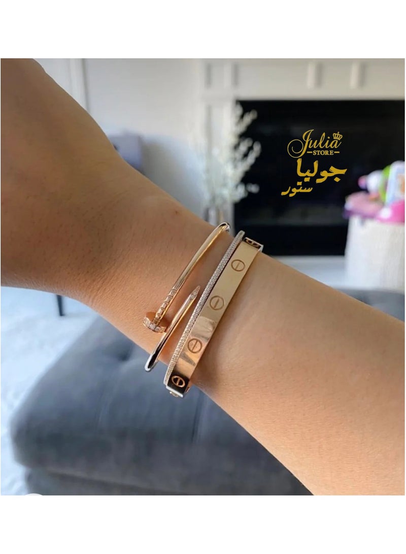 Julia Store 18K Gold Plated Stainless Steel Friendship Bracelets, Luxury Celebrity Stainless Steel Bracelet, Valentine's Day Gifts Jewelry for Women - Image 5
