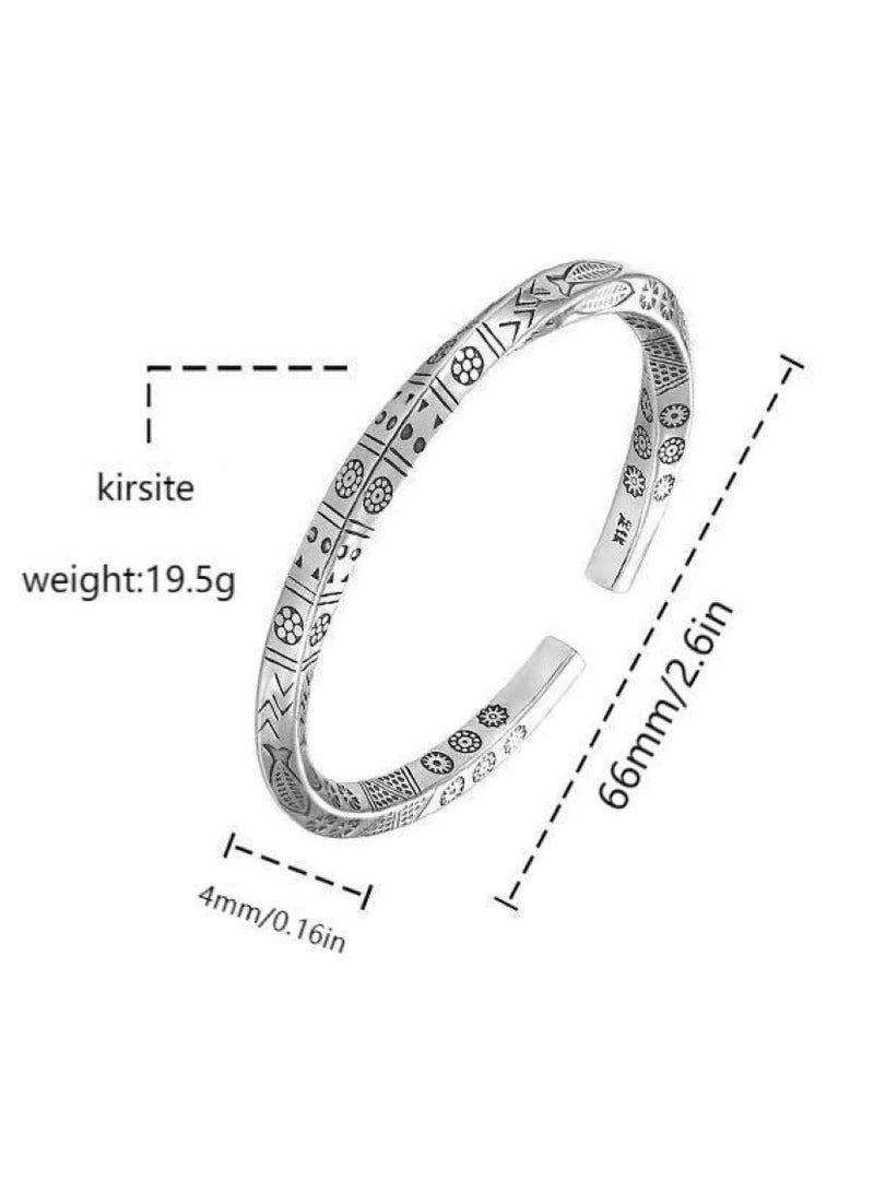 Möbius Strip Totem Bracelet, Silver-plated Vintage Handmade Solid Open Bracelet, Suitable for Daily Wear, Men, Women  - Image 2