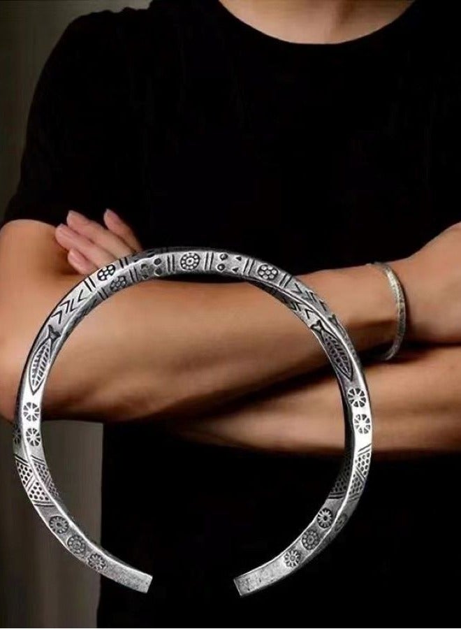 Möbius Strip Totem Bracelet, Silver-plated Vintage Handmade Solid Open Bracelet, Suitable for Daily Wear, Men, Women  - Image 4