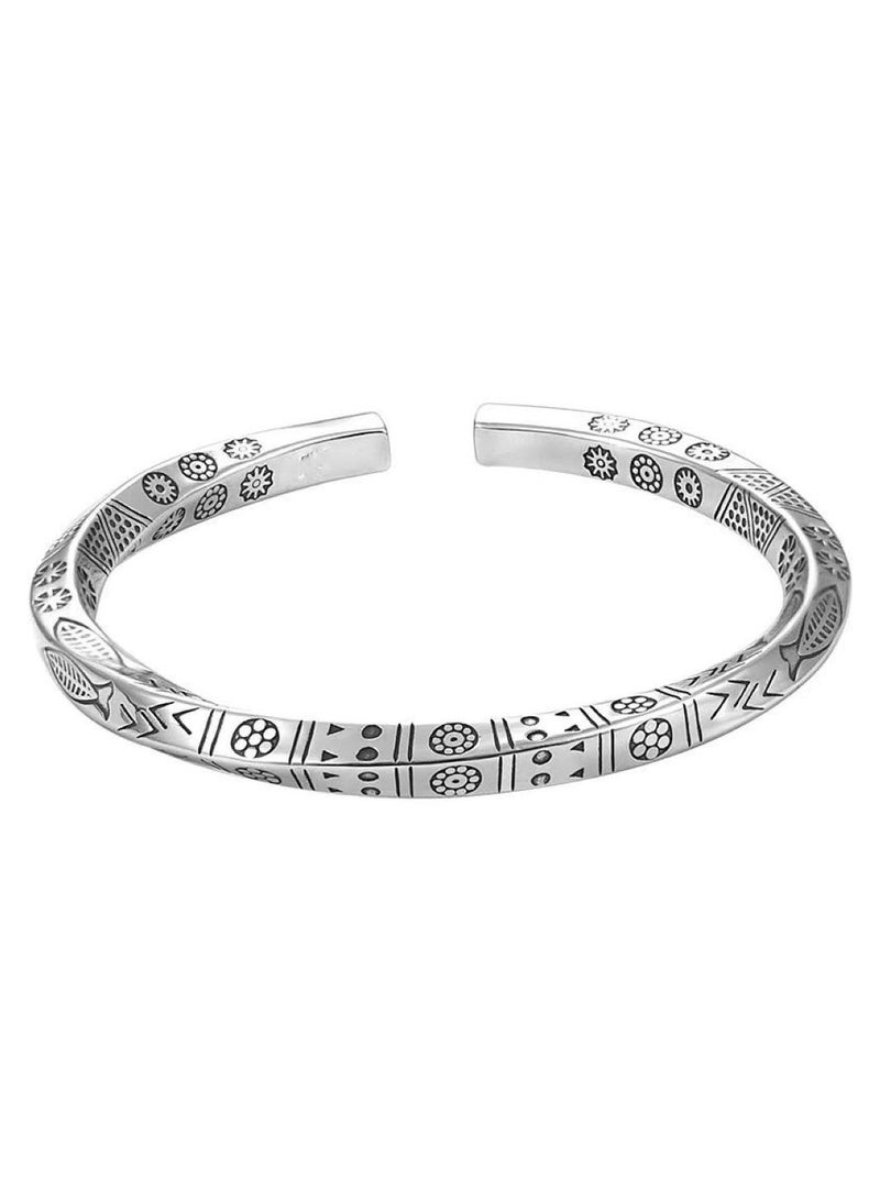 Möbius Strip Totem Bracelet, Silver-plated Vintage Handmade Solid Open Bracelet, Suitable for Daily Wear, Men, Women  - Image 1