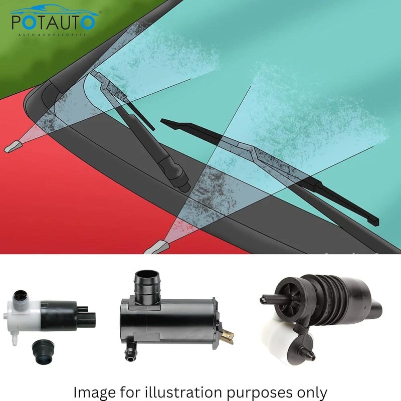 Potauto Wiper Motor Spray Pump for Clear Visibility Compatible for TATA(PLASTIC) |F708 - Image 2