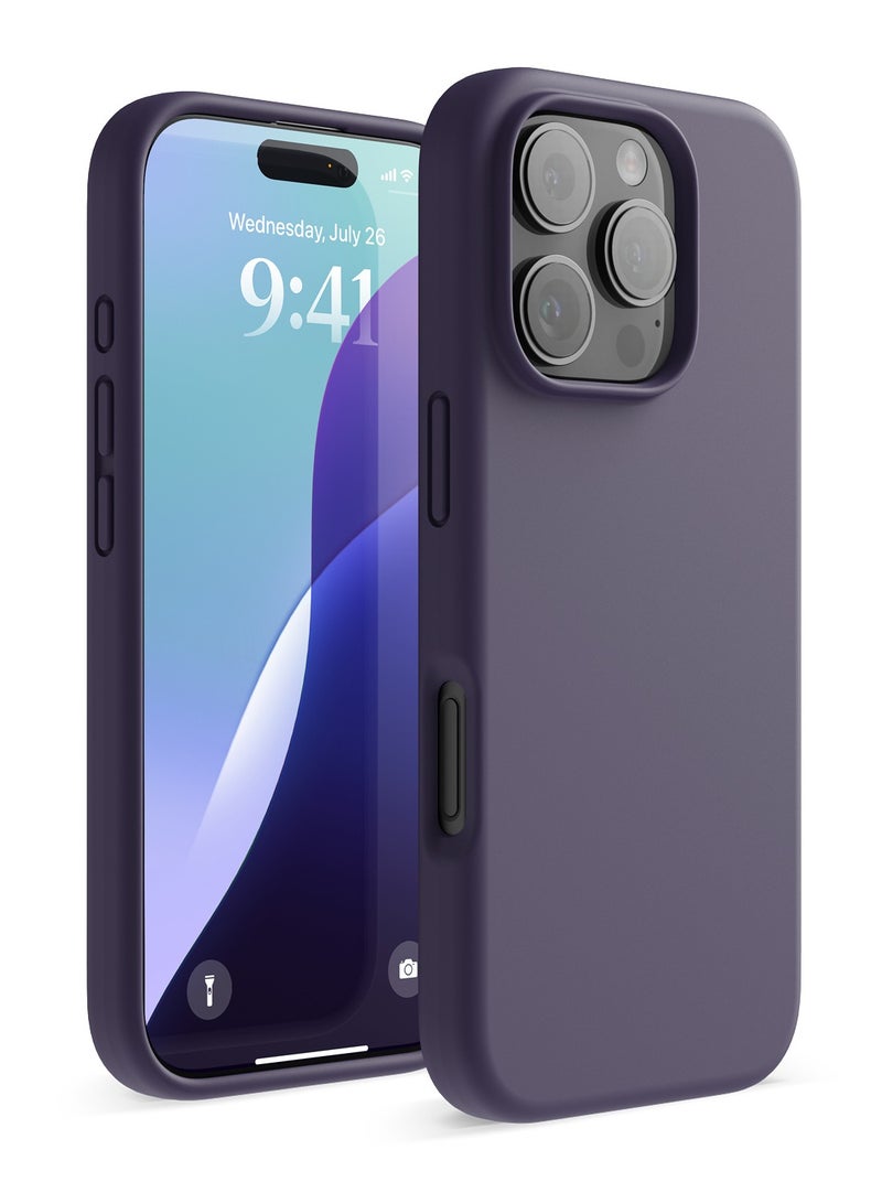 Elago Liquid Silicone for iPhone 16 PRO Case Cover Full Body Protection, Shockproof, Slim, Anti-Scratch Soft Microfiber Lining - Deep Purple