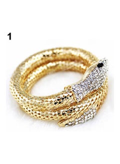 Rhinestone Curved Stretch Snake Cuff Bangle Bracelet