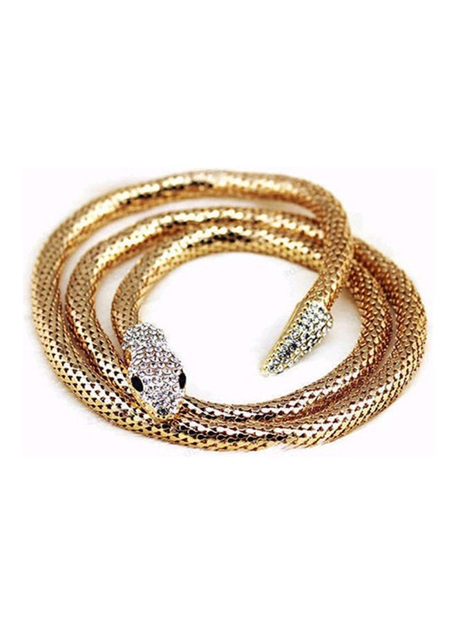 NIBEMINENT - Rhinestone Curved Stretch Snake Cuff Bangle Bracelet - Image 1