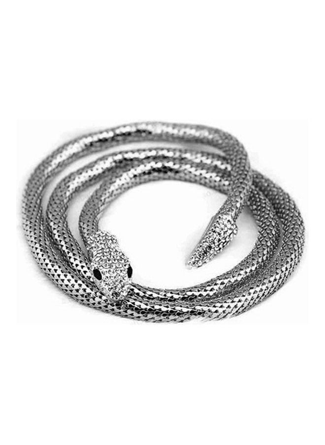NIBEMINENT - Rhinestone Curved Stretch Snake Cuff Bangle Bracelet - Image 1