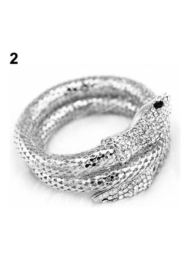 NIBEMINENT - Rhinestone Curved Stretch Snake Cuff Bangle Bracelet - Image 1