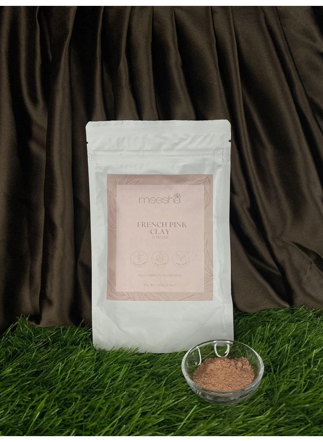 meesha - French Pink Clay Powder Montmorillonite Pink Clay 3.5 Oz (100G) Mild Hydrating Clay Diy Soaps Bath Bombs Body Scrubs 100% Natural Skincare And Haircare Products - Image 1