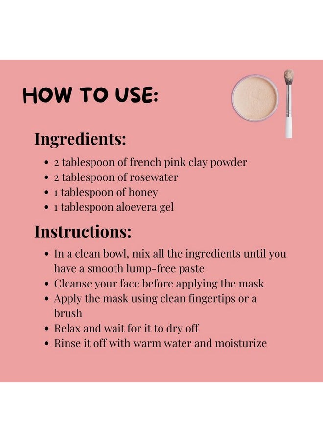 meesha - French Pink Clay Powder Montmorillonite Pink Clay 3.5 Oz (100G) Mild Hydrating Clay Diy Soaps Bath Bombs Body Scrubs 100% Natural Skincare And Haircare Products - Image 1