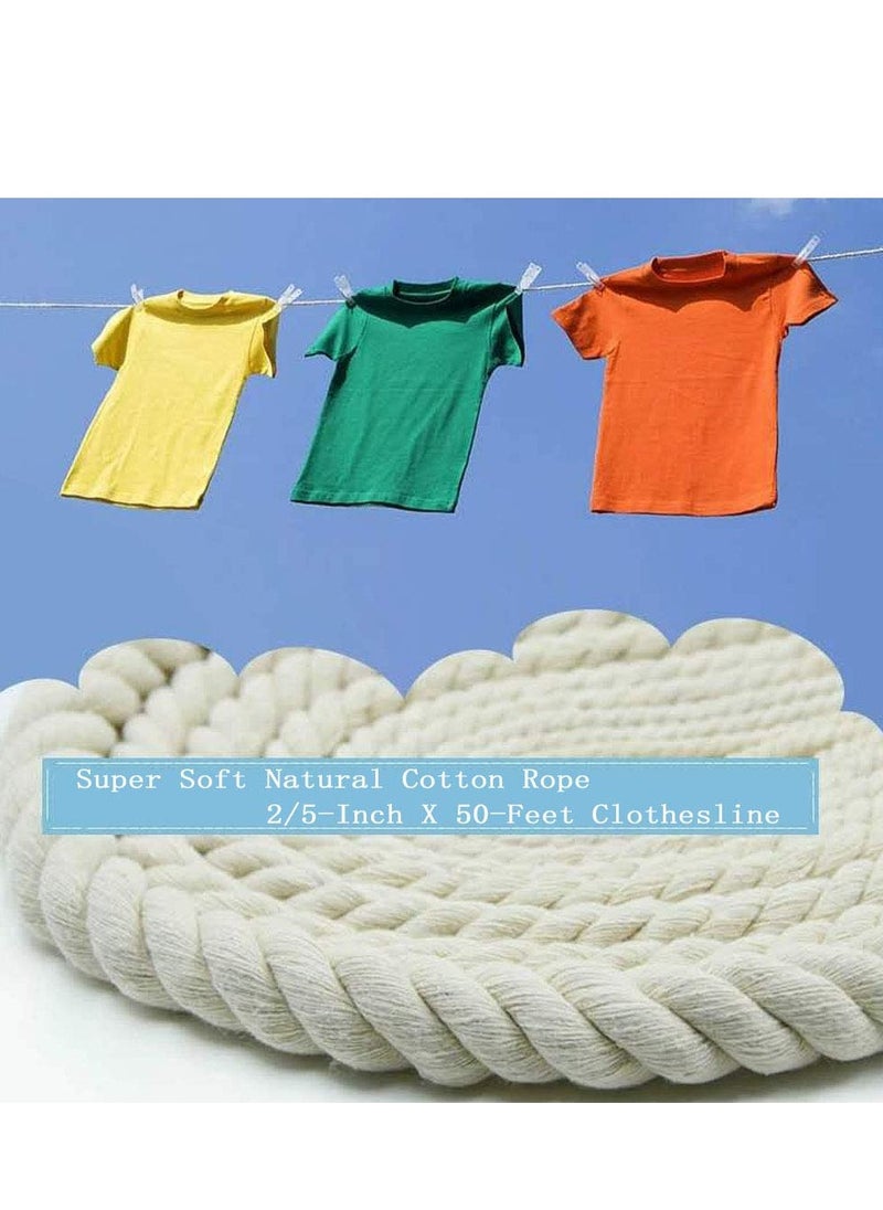 KASTWAVE - Clothesline, 15M Long Cotton Clothesline Rope Laundry Line Rope Craft Drying Rope Adjustable for Camping Travel & Home Use - Image 1