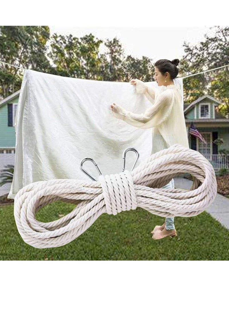 KASTWAVE - Clothesline, 15M Long Cotton Clothesline Rope Laundry Line Rope Craft Drying Rope Adjustable for Camping Travel & Home Use - Image 1