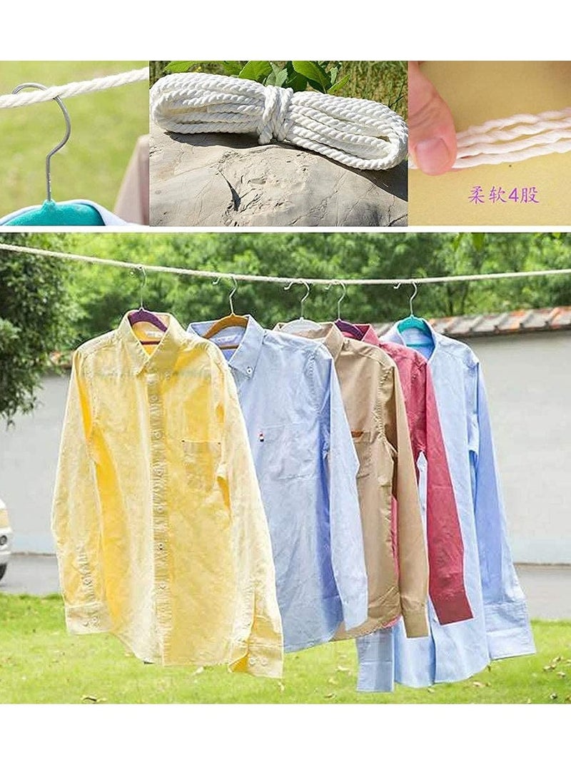 KASTWAVE - Clothesline, 15M Long Cotton Clothesline Rope Laundry Line Rope Craft Drying Rope Adjustable for Camping Travel & Home Use - Image 1