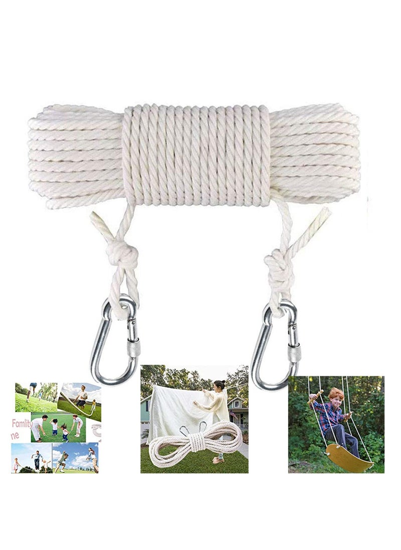 KASTWAVE - Clothesline, 15M Long Cotton Clothesline Rope Laundry Line Rope Craft Drying Rope Adjustable for Camping Travel & Home Use - Image 1
