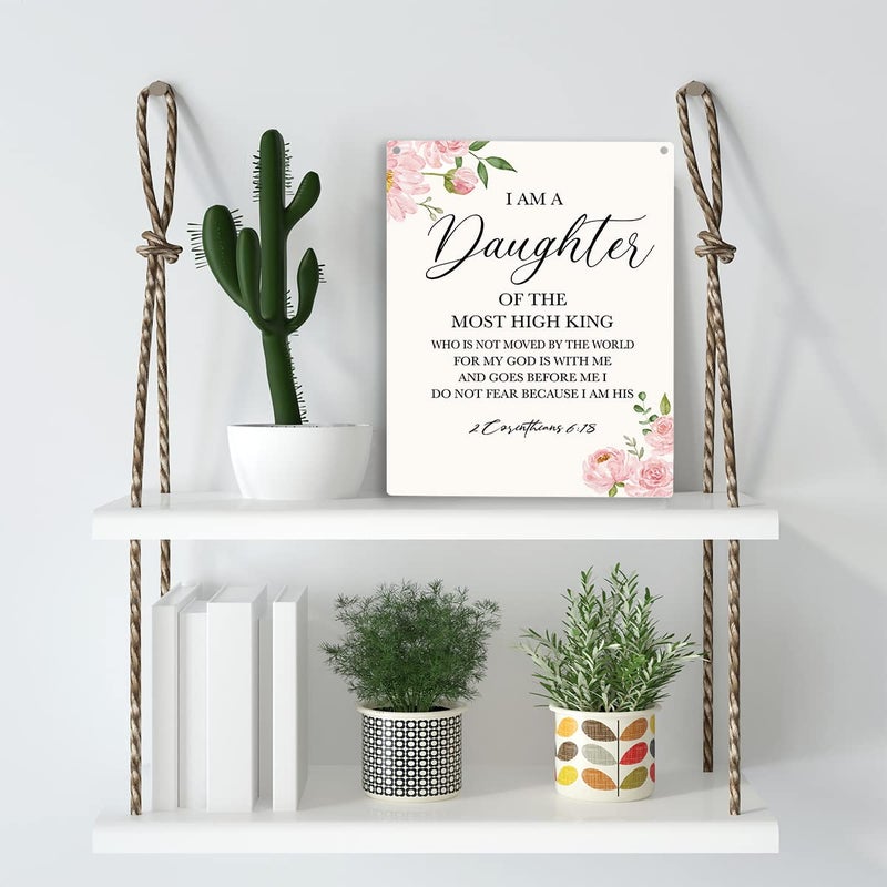 YCYD Inspirational Wall Art Daughter Gifts I Am A Daughter of The Most High King Nursery Decor Christian Religious Gifts for Women Her Girl Daughter Bible Verse Wall Art Wooden Hanging Sign 8 x 10 Inches - Image 3