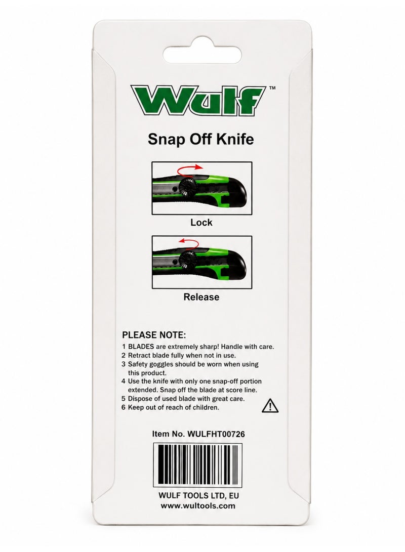 WULF Snap Off Utility Knife Heavy Duty Cutter with Adjustable Blade Lock, Retractable Box Cutter for Carton Cutting, DIY, Craft, Office & Industrial Use - Image 2