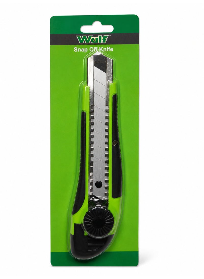 WULF Snap Off Utility Knife Heavy Duty Cutter with Adjustable Blade Lock, Retractable Box Cutter for Carton Cutting, DIY, Craft, Office & Industrial Use - Image 1