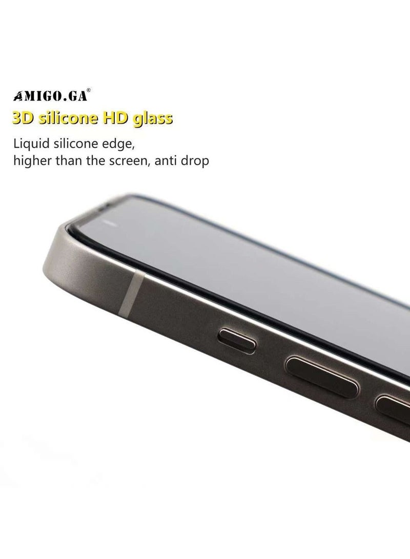 AMIGO.GA Iphone 14 Pro Privacy 3D Silicon+ Glass Premium Screen Protector Full Stick Anti Dust Waterproof - Image 4