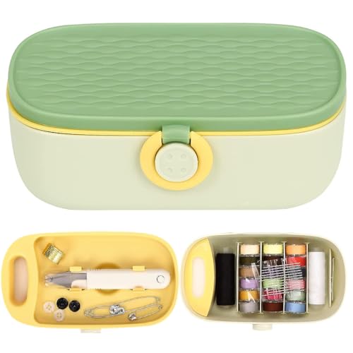 ELEPHANTBOAT® Sewing Kit Full Set Portable,Sewing Kit Box for Home Use Travel Use Portable Stitching with Spools of Thread,Scissors Thimble Threader Buttons - Image 1