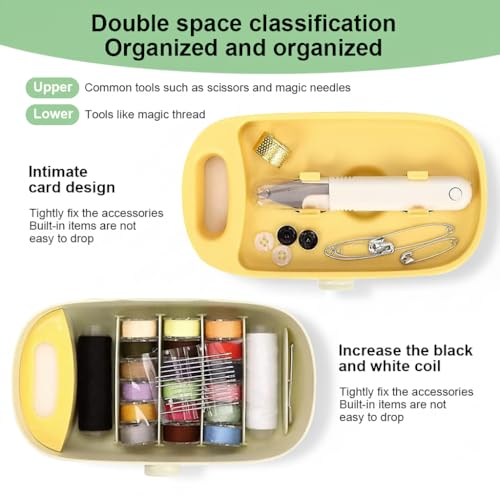 ELEPHANTBOAT® Sewing Kit Full Set Portable,Sewing Kit Box for Home Use Travel Use Portable Stitching with Spools of Thread,Scissors Thimble Threader Buttons - Image 4