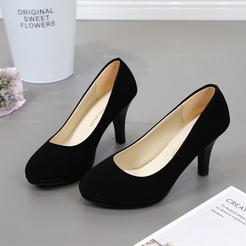 Spring Comfortable Professional Shoes Work Shoes Formal Wear Etiquette Interview Shoes Women'S Shoes Small Leather Shoes Single-Layer Shoes Mid Heel Black Shoes - Image 3