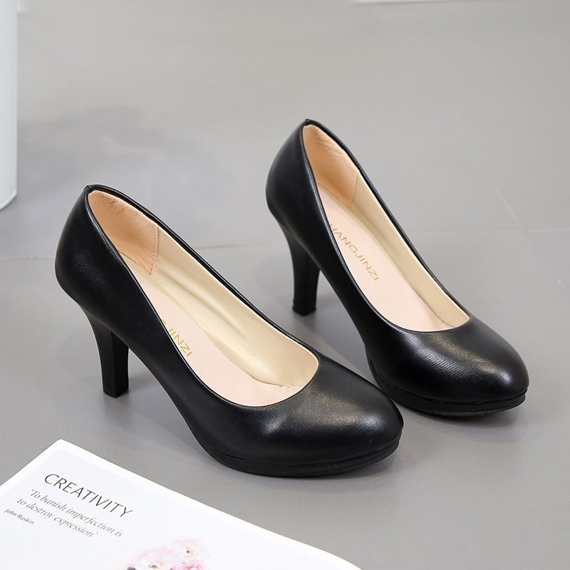 Spring Comfortable Professional Shoes Work Shoes Formal Wear Etiquette Interview Shoes Women'S Shoes Small Leather Shoes Single-Layer Shoes Mid Heel Black Shoes - Image 4