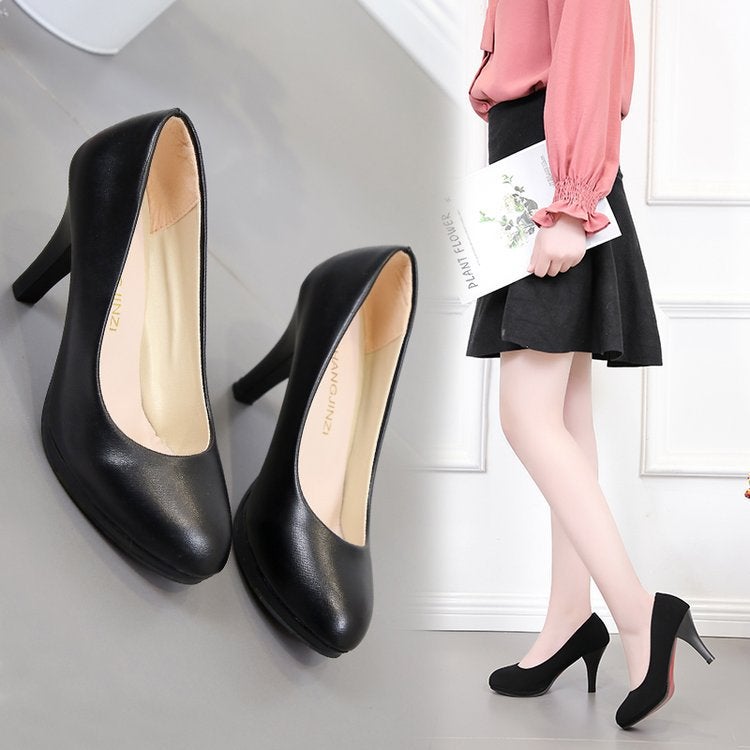 Spring Comfortable Professional Shoes Work Shoes Formal Wear Etiquette Interview Shoes Women'S Shoes Small Leather Shoes Single-Layer Shoes Mid Heel Black Shoes - Image 2