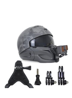 KASTWAVE خوذة دراجة نارية حامل للذقن لكاميرا Gopro حامل حزام خوذة مع ذراع دوار تمديد متوافق مع Hero 10/9/8/7/6/5 Dji Action Cameras خوذة دراجة نارية حامل الذقن ملحقات قوس أسود  - Image 1