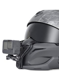 KASTWAVE خوذة دراجة نارية حامل للذقن لكاميرا Gopro حامل حزام خوذة مع ذراع دوار تمديد متوافق مع Hero 10/9/8/7/6/5 Dji Action Cameras خوذة دراجة نارية حامل الذقن ملحقات قوس أسود  - Image 2