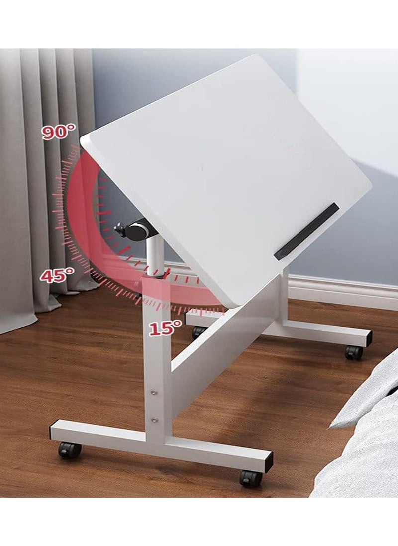 DubaiGallery Mobile Standing Desk, Lifted Height Adjustable Bedside Laptop Desk Foldable Multifunctional Side Table Computer Desk with 4 Wheels for Bedroom Living Room Office Hospital Studio  - Image 2