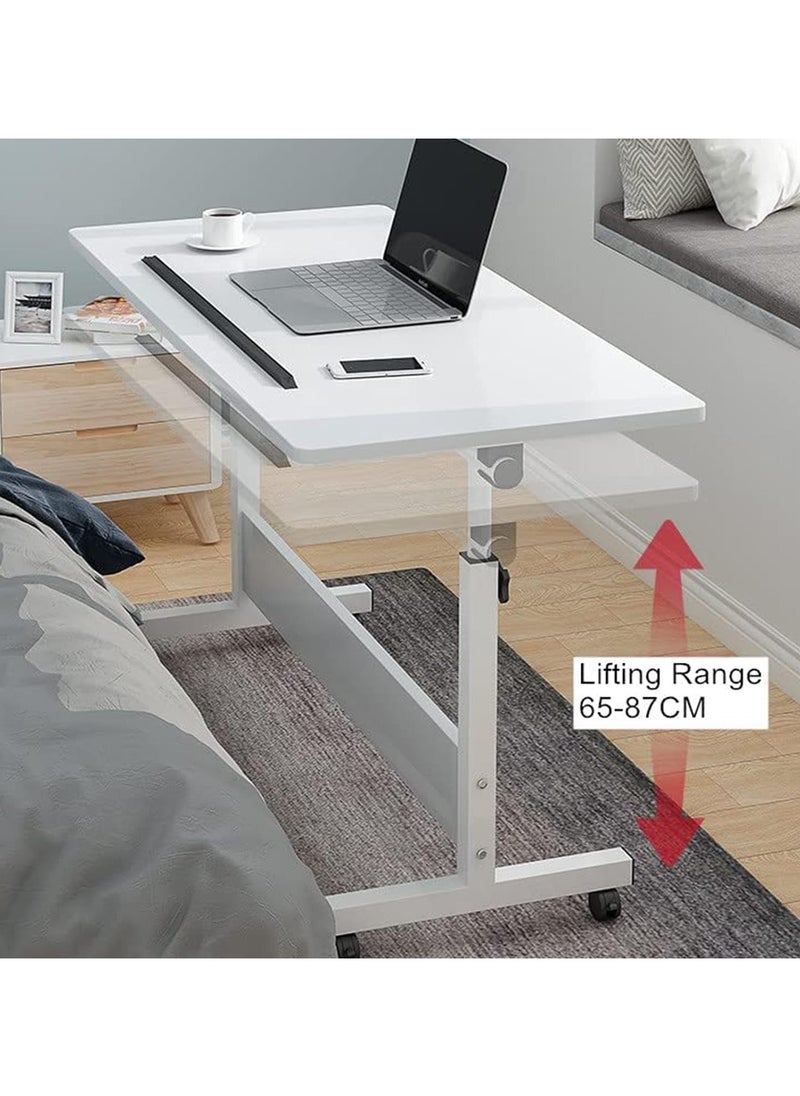 DubaiGallery Mobile Standing Desk, Lifted Height Adjustable Bedside Laptop Desk Foldable Multifunctional Side Table Computer Desk with 4 Wheels for Bedroom Living Room Office Hospital Studio  - Image 3