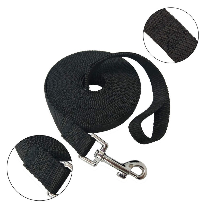 MANDAO Nylon Training Dog Leash for Small Medium Large Dogs, 15ft 20ft 30ft 50ft Long Puppy Lead for Obedience Recall Training, Camping (20ft, Black) - Image 2