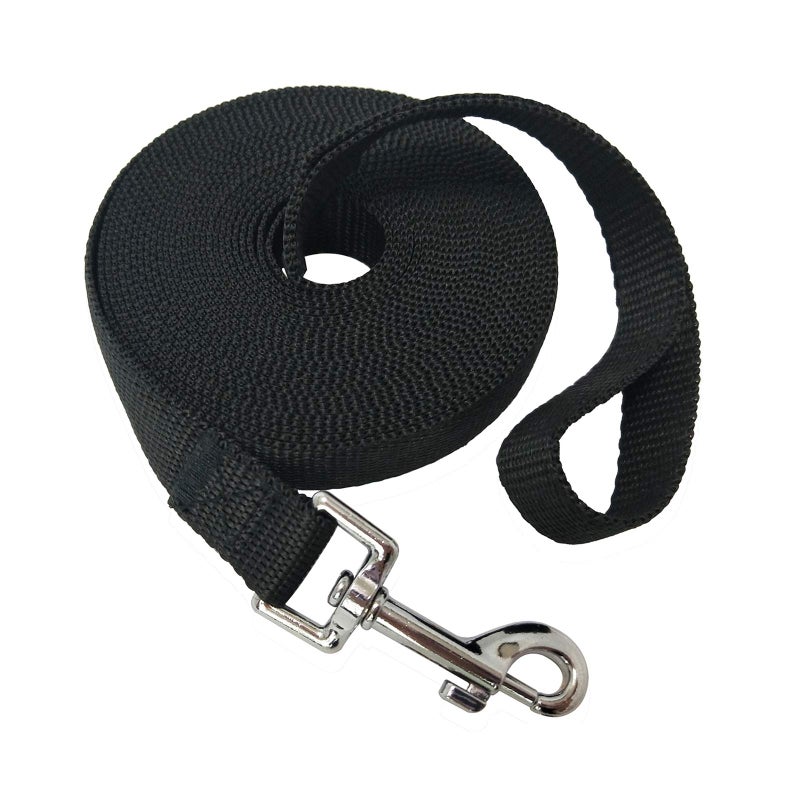 MANDAO Nylon Training Dog Leash for Small Medium Large Dogs, 15ft 20ft 30ft 50ft Long Puppy Lead for Obedience Recall Training, Camping (20ft, Black) - Image 1