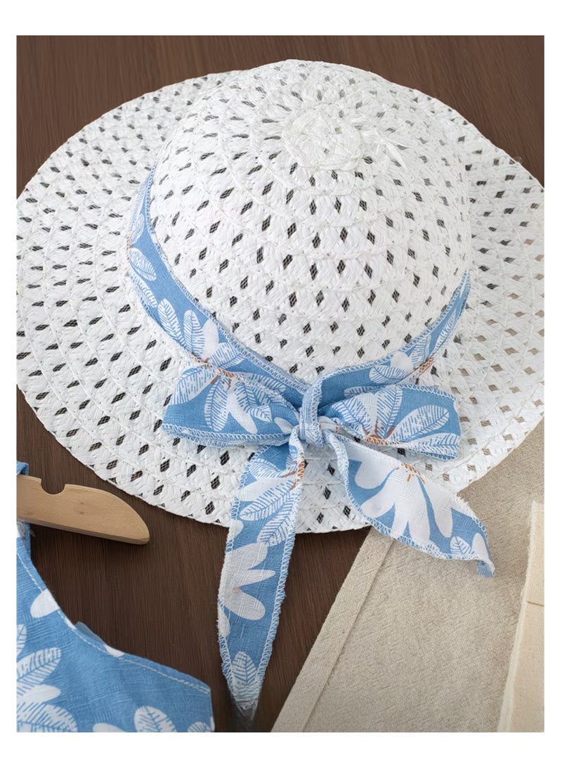 Baby Frock Girl Floral Dress with Hat Sleeveless Bow Outfit Newborn Frock - Image 5