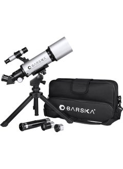 Barska Starwatcher Astronomical Refractor Telescope 300x Magnification for Beginners  Kids with Barlow Lens 2 Interchangeable Eyepieces Finder Scope Table Top Tripod