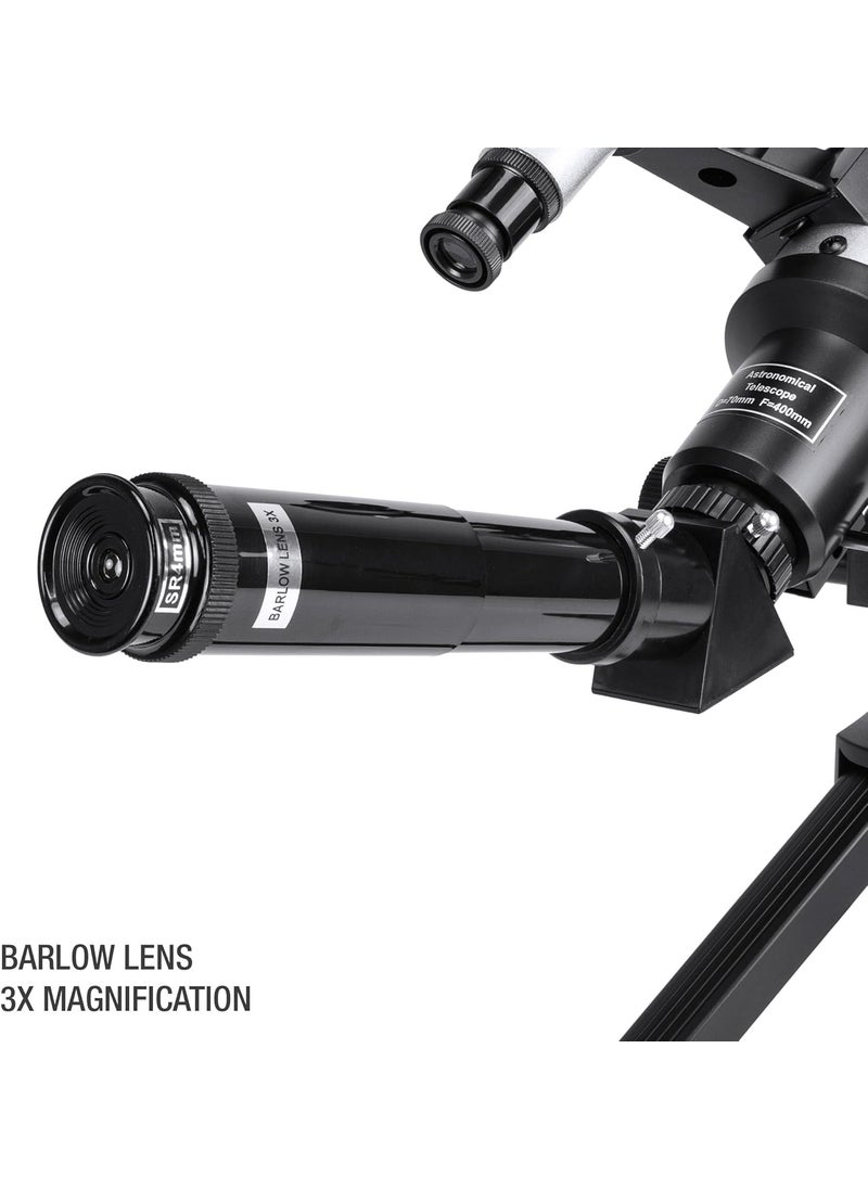 BARSKA - Barska Starwatcher Astronomical Refractor Telescope 300x Magnification for Beginners  Kids with Barlow Lens 2 Interchangeable Eyepieces Finder Scope Table Top Tripod - Image 1