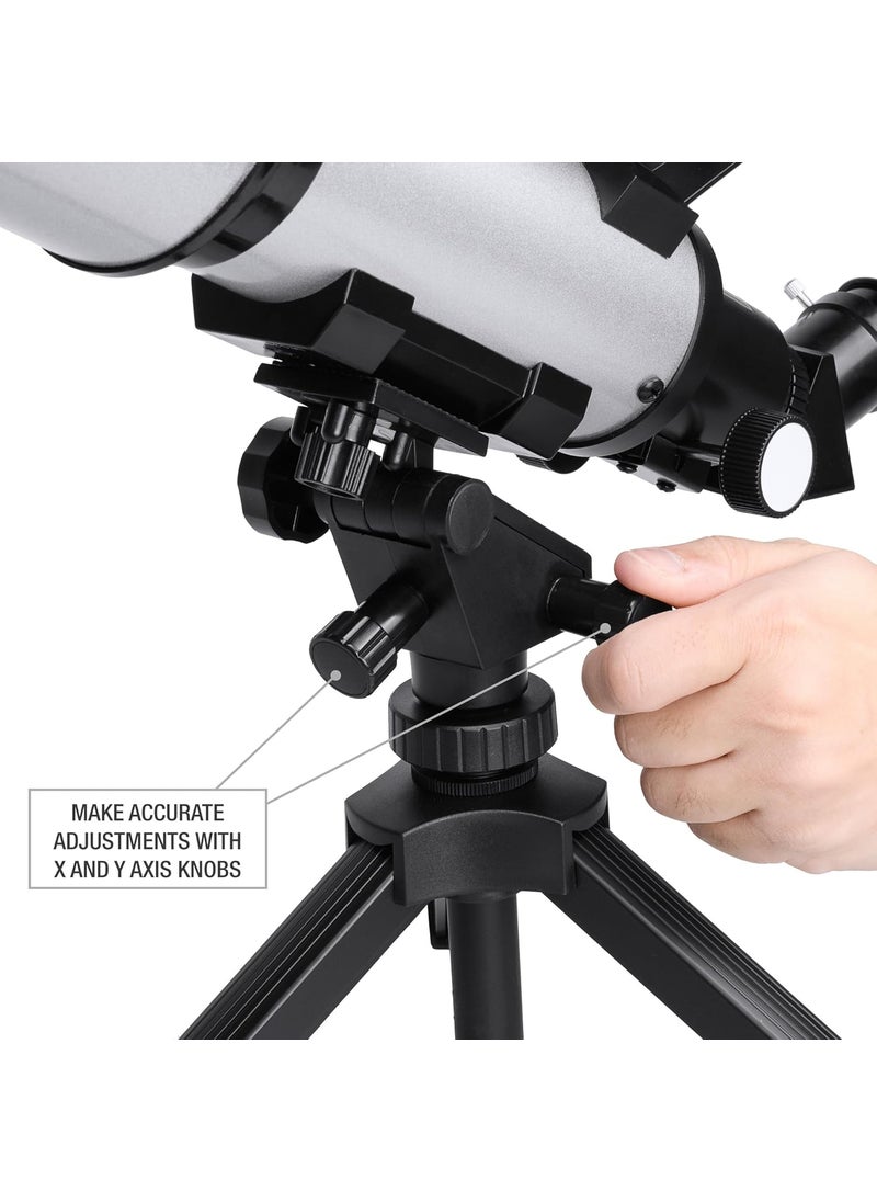 BARSKA - Barska Starwatcher Astronomical Refractor Telescope 300x Magnification for Beginners  Kids with Barlow Lens 2 Interchangeable Eyepieces Finder Scope Table Top Tripod - Image 1